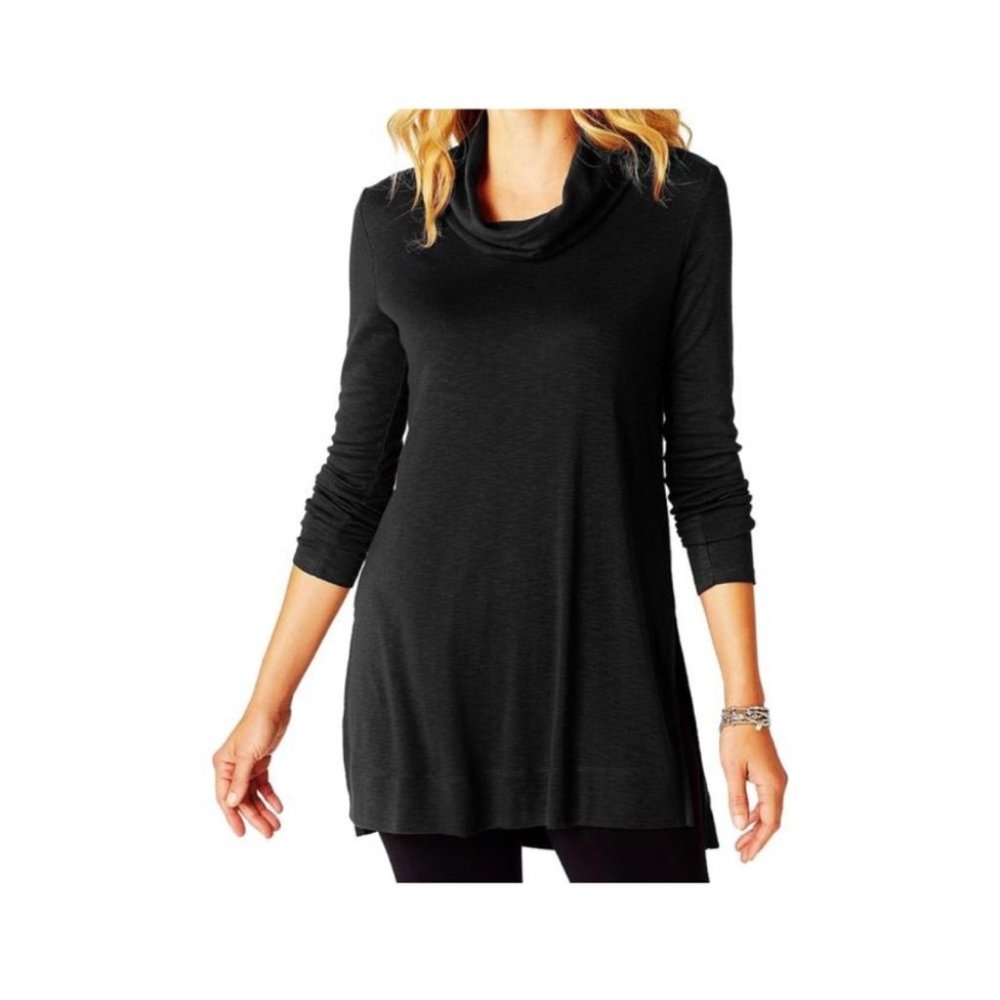 J. Jill Black Cowl Neck Tunic Pima Cotton